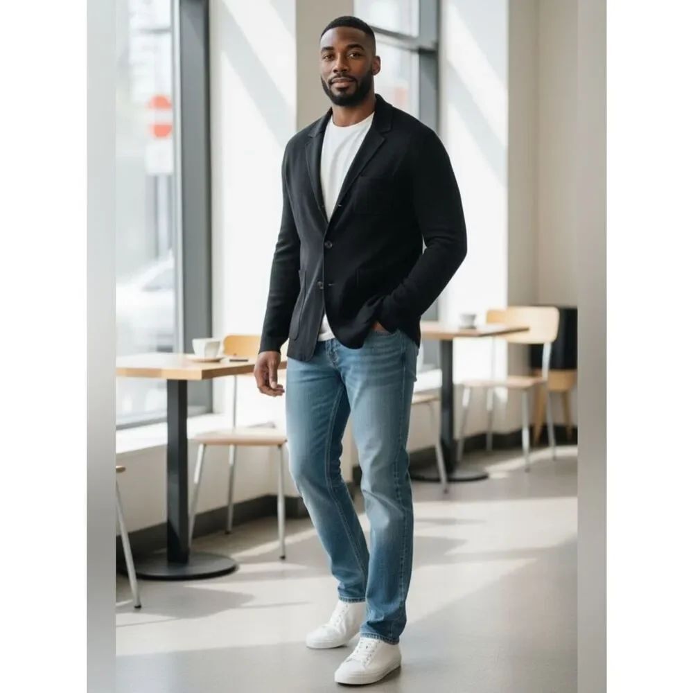 Uniqlo and Lemaire Men’s Black Wool Blend Blazer Cardigan Sweater Size S